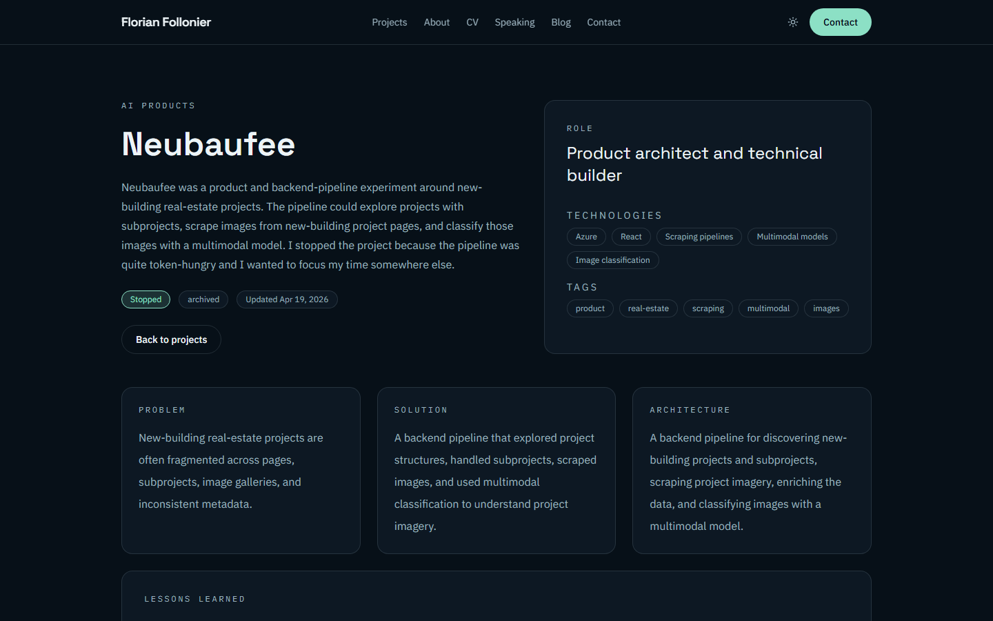 Neubaufee project detail screenshot